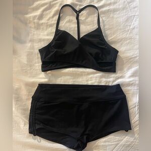 Victoria's Secret Black Two-Piece Bikini Top and Swim Shorts